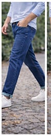 Erkek Slim Fit Lacivert Kot Pantolon – Paça Katlamalı, Doğal Yıkama