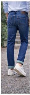 Erkek Slim Fit Lacivert Kot Pantolon – Paça Katlamalı, Doğal Yıkama