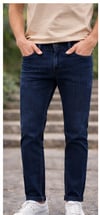 Erkek Slim Fit Lacivert Kot Pantolon – Paça Katlamalı, Doğal Yıkama