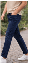 Erkek Slim Fit Lacivert Kot Pantolon – Paça Katlamalı, Doğal Yıkama