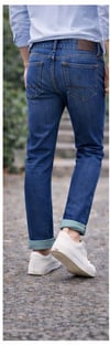 Erkek Slim Fit Lacivert Kot Pantolon – Paça Katlamalı, Doğal Yıkama