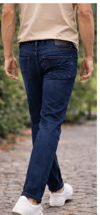 Erkek Slim Fit Lacivert Kot Pantolon – Paça Katlamalı, Doğal Yıkama