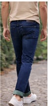 Erkek Slim Fit Lacivert Kot Pantolon – Paça Katlamalı, Doğal Yıkama