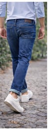 Erkek Slim Fit Lacivert Kot Pantolon – Paça Katlamalı, Doğal Yıkama