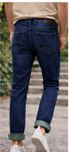Erkek Slim Fit Lacivert Kot Pantolon – Paça Katlamalı, Doğal Yıkama