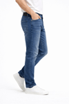 Erkek Slim Fit Mavi Kot Pantolon – Paça Katlamalı, Doğal Yıkamalı Pantolon