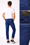 Erkek Slim Fit Mavi Kot Pantolon – Paça Katlamalı, Doğal Yıkamalı Pantolon