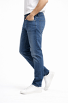 Erkek Slim Fit Mavi Kot Pantolon – Paça Katlamalı, Doğal Yıkamalı Pantolon