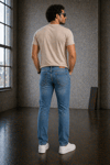 Jeans Erkek Açık Mavi Regular Fit Likralı Jean Pantolon Rahat Kalıp Günlük Denim