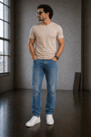 Jeans Erkek Açık Mavi Regular Fit Likralı Jean Pantolon Rahat Kalıp Günlük Denim