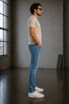 Jeans Erkek Açık Mavi Regular Fit Likralı Jean Pantolon Rahat Kalıp Günlük Denim