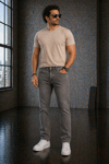 Jeans Erkek Gri Regular Fit Likralı Jean Pantolon Rahat Kalıp Günlük Denim