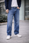 Jeans Erkek Orta Baggy Fit Kot Pantolon Mavi