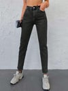 Jeans Kadın Antrasit Yüksek Bel Likralı Slim Fit Jean Pantolon Toparlayıcı Esnek Denim