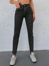 Jeans Kadın Antrasit Yüksek Bel Likralı Slim Fit Jean Pantolon Toparlayıcı Esnek Denim