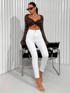 Jeans Kadın Beyaz Yüksek Bel Skinny Fit Jean Pantolon
