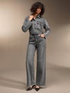 Jeans Kadın Gri Yüksek Bel Regular Fit Denim Pantolon