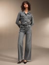 Jeans Kadın Gri Yüksek Bel Regular Fit Denim Pantolon