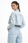 Jeans Kadın Mavi Crop Denim Ceket – Rahat Kalıp Jean Ceket