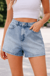 Jeans Kadın Mavi Yüksek Bel Denim Şort – Rahat Kalıp Jean Şortt