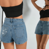 Jeans Kadın Mavi Yüksek Bel Denim Şort – Rahat Kalıp Jean Şort