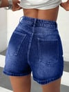 Jeans Kadın Mavi Yüksek Bel Mini Jean Şort Günlük Rahat Yazlık Denim Şort