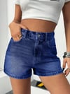 Jeans Kadın Mavi Yüksek Bel Mini Jean Şort Günlük Rahat Yazlık Denim Şort