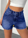 Jeans Kadın Mavi Yüksek Bel Mini Jean Şort Günlük Rahat Yazlık Denim Şort
