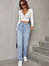 Jeans Kadın Yüksek Bel Çapraz Düğmeli Baggy Jean PantolonN