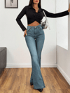 Jeans Kadın Yüksek Bel İspanyol Paça Jean Pantolon – Slim Fit Flare Denim