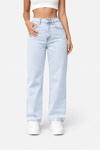 Kadın Açık Buz Mavisi Yüksek Bel Straight Fit Bol Paça Jean Pantolon