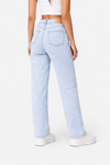 Kadın Açık Buz Mavisi Yüksek Bel Straight Fit Bol Paça Jean Pantolon