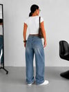 Kadın Açık Mavi Baggy Jean Pantolon Yüksek Bel Bol Paça Cep Detaylı Denim Pantolon