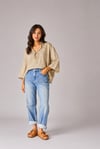 Kadın Açık Mavi Baggy Jean Pantolon Yüksek Bel Bol Paça Denim Pantolon