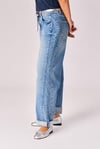 Kadın Açık Mavi Baggy Jean Pantolon Yüksek Bel Bol Paça Denim Pantolon