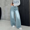 Kadın Açık Mavi Yüksek Bel Wide Leg Baggy Jean Pantolon