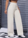 Kadın Bej Yüksek Bel Wide Leg Jean Pantolon Bol Paça Rahat Kesim Günlük Denim