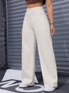 Kadın Bej Yüksek Bel Wide Leg Jean Pantolon Bol Paça Rahat Kesim Günlük Denim