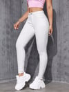Kadın Beyaz Yüksek Bel Skinny Fit Jean Pantolon Esnek Dar Paça Günlük Denim