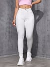 Kadın Beyaz Yüksek Bel Skinny Fit Jean Pantolon Esnek Dar Paça Günlük Denim