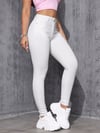 Kadın Beyaz Yüksek Bel Skinny Fit Jean Pantolon Esnek Dar Paça Günlük Denim