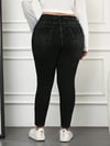Kadın Büyük Beden Yüksek Bel Likralı Paçası Yırtmaç Detaylı Skinny Jean Pantolonn