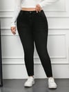 Kadın Büyük Beden Yüksek Bel Likralı Paçası Yırtmaç Detaylı Skinny Jean Pantolonn