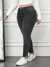 Kadın Büyük Beden Yüksek Bel Likralı Paçası Yırtmaç Detaylı Skinny Jean Pantolon