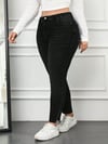 Kadın Büyük Beden Yüksek Bel Likralı Paçası Yırtmaç Detaylı Skinny Jean Pantolonn
