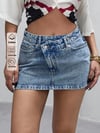 Kadın Düşük Bel Jean Mini Etek