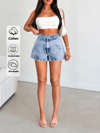 Kadın Random Yıkamalı Yüksek Bel Denim Şort