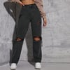 Kadın Yırtık Mom Jean Pantolon – Yüksek Bel Destroy Denim Pantolon