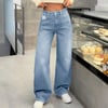 Kadın Yüksek Bel Antrasit Gri Bol Paça (Wide Leg) Kot Pantolon — Rahat Kesim Günlük Jean