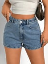 Kadın Yüksek Bel Denim Şort Basic Jean Şort Günlük Rahat Kalıp Yazlık